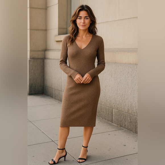 NWT Vero Moda Britany Long Sleeve Ribbed Sweater Dress Winter Warm Soft - Picture 1 of 8